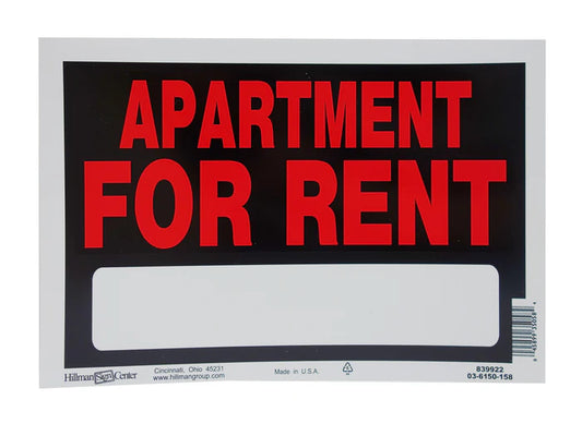 Hillman Apartment For Rent 8" X 12" Sign