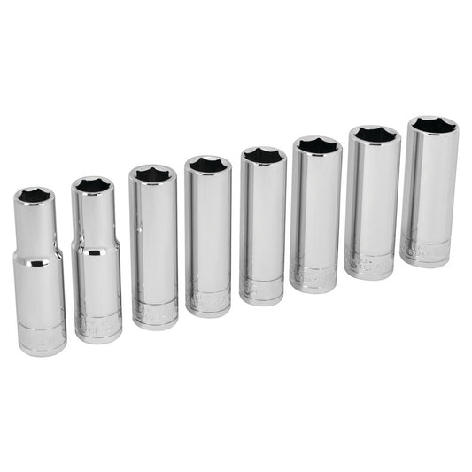 Performance Tool 1/2" Drive 6 Point Metric Deep Socket Set 8 Piece