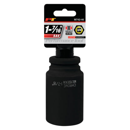 Performance Tool Deep Well Impact Socket 3/4" Drive 6 Point SAE
