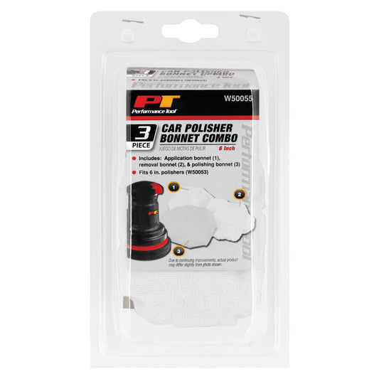 Performance Tool 6" Polishing Bonnet Buffing Pads 3 Piece