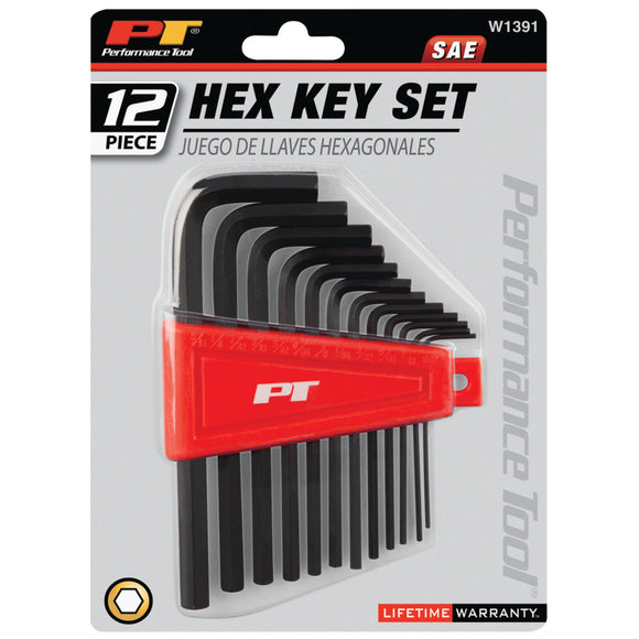 Performance Tool Hex Key Wrench Set SAE 12 Piece