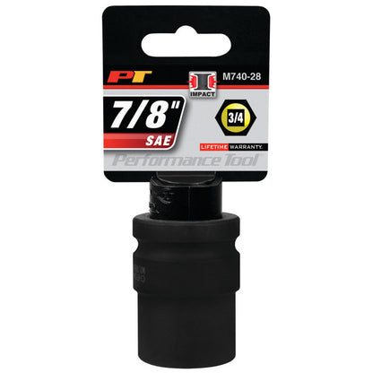 Performance Tool Impact Socket 3/4" Drive 6 Point SAE