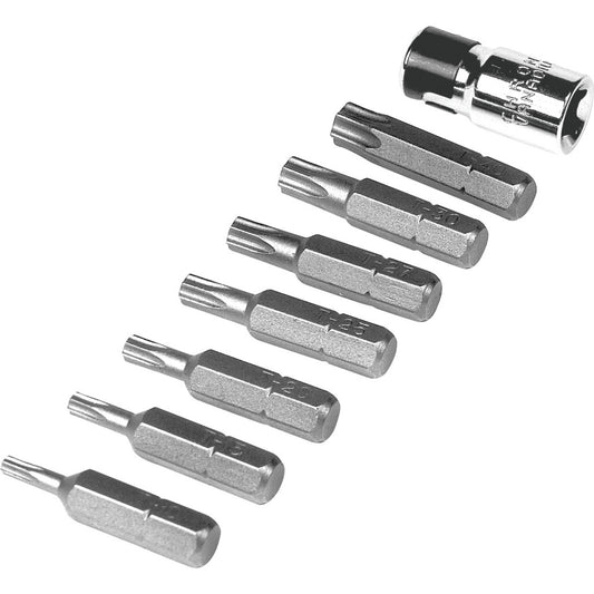 Performance Tool Tamper Resist Star Bit Set 1/4" Drive 8 Piece