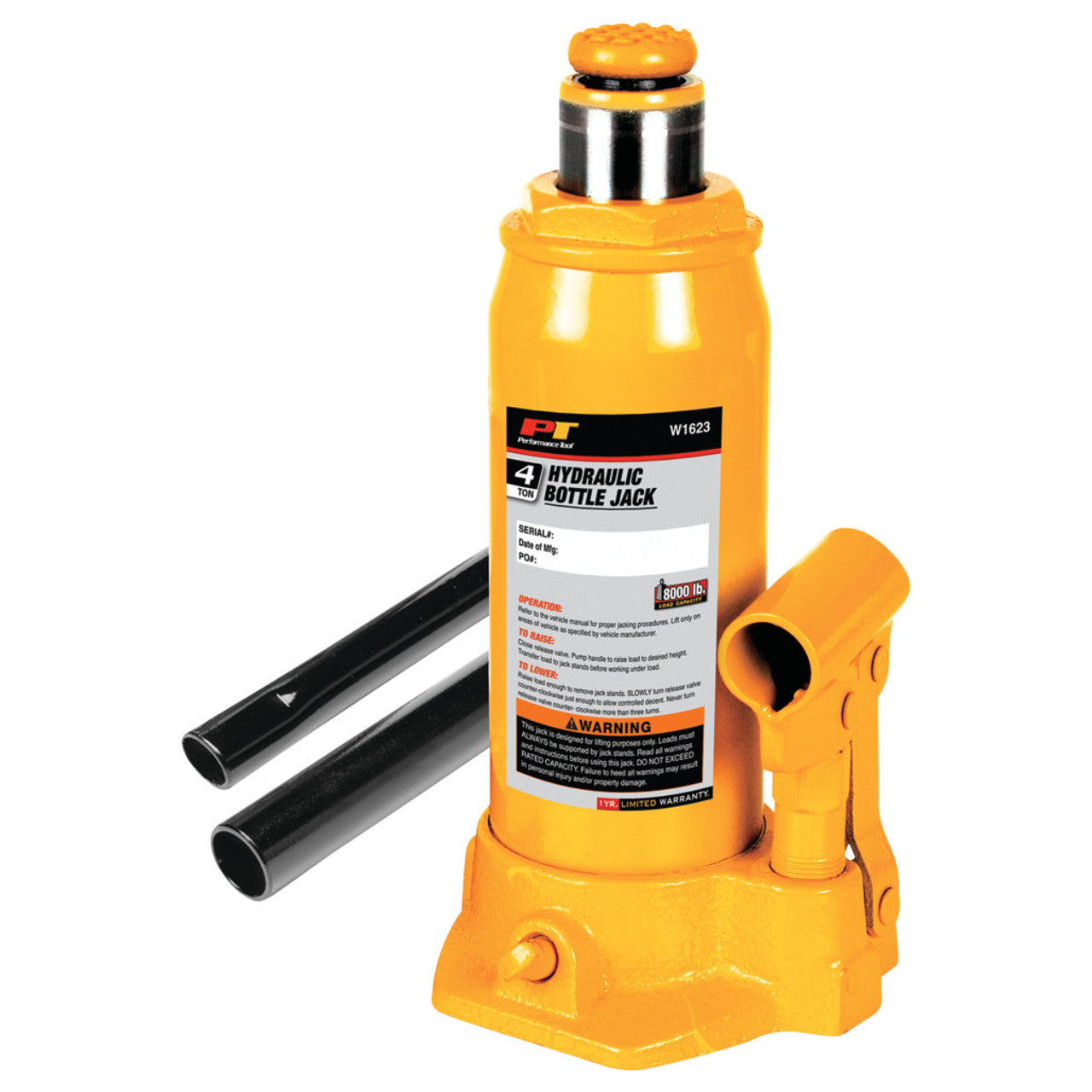 Performance Tool 4 Ton Hydraulic Bottle Jack