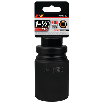 Performance Tool Deep Well Impact Socket 1" Drive 6 Point SAE