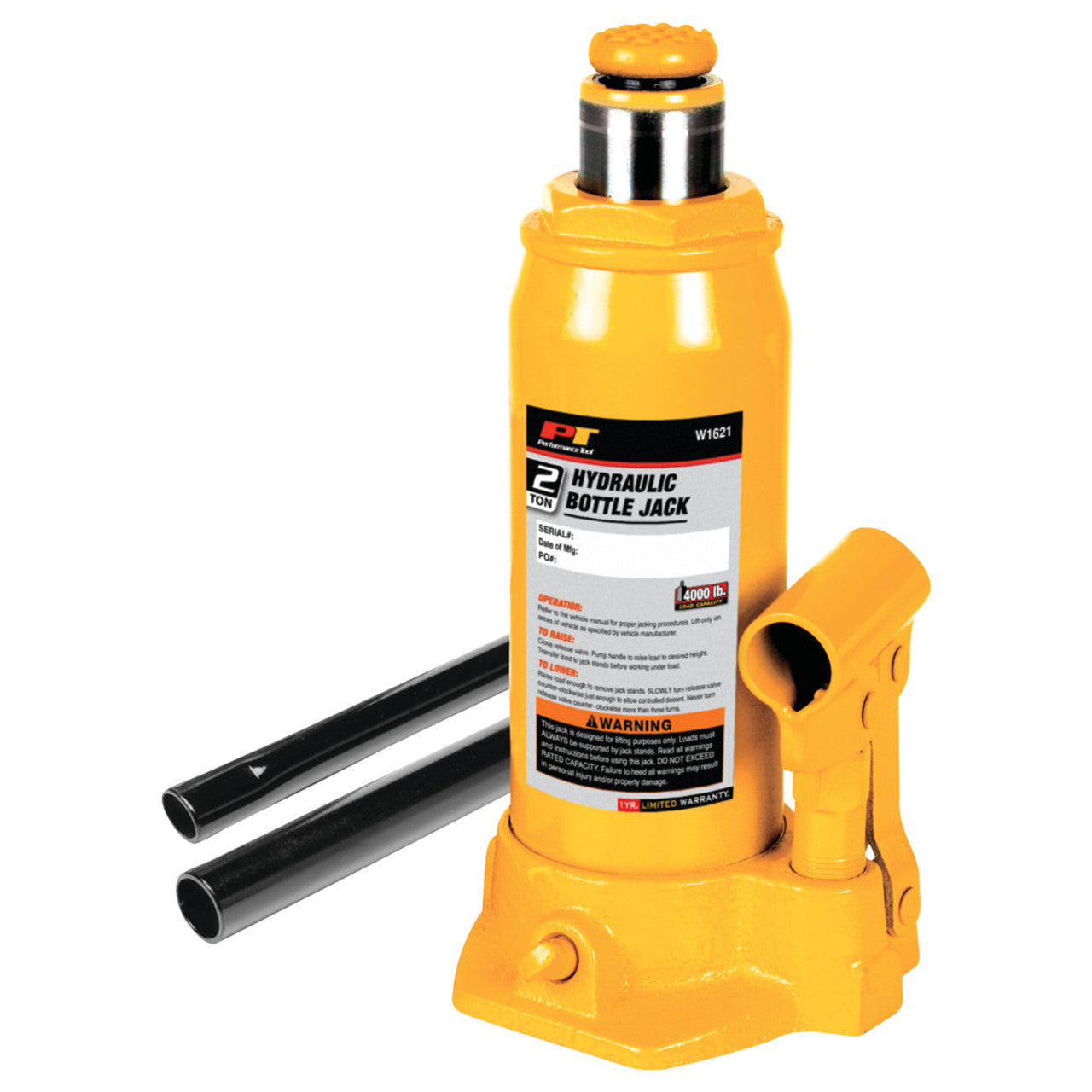 Performance Tool 2 Ton Hydraulic Bottle Jack