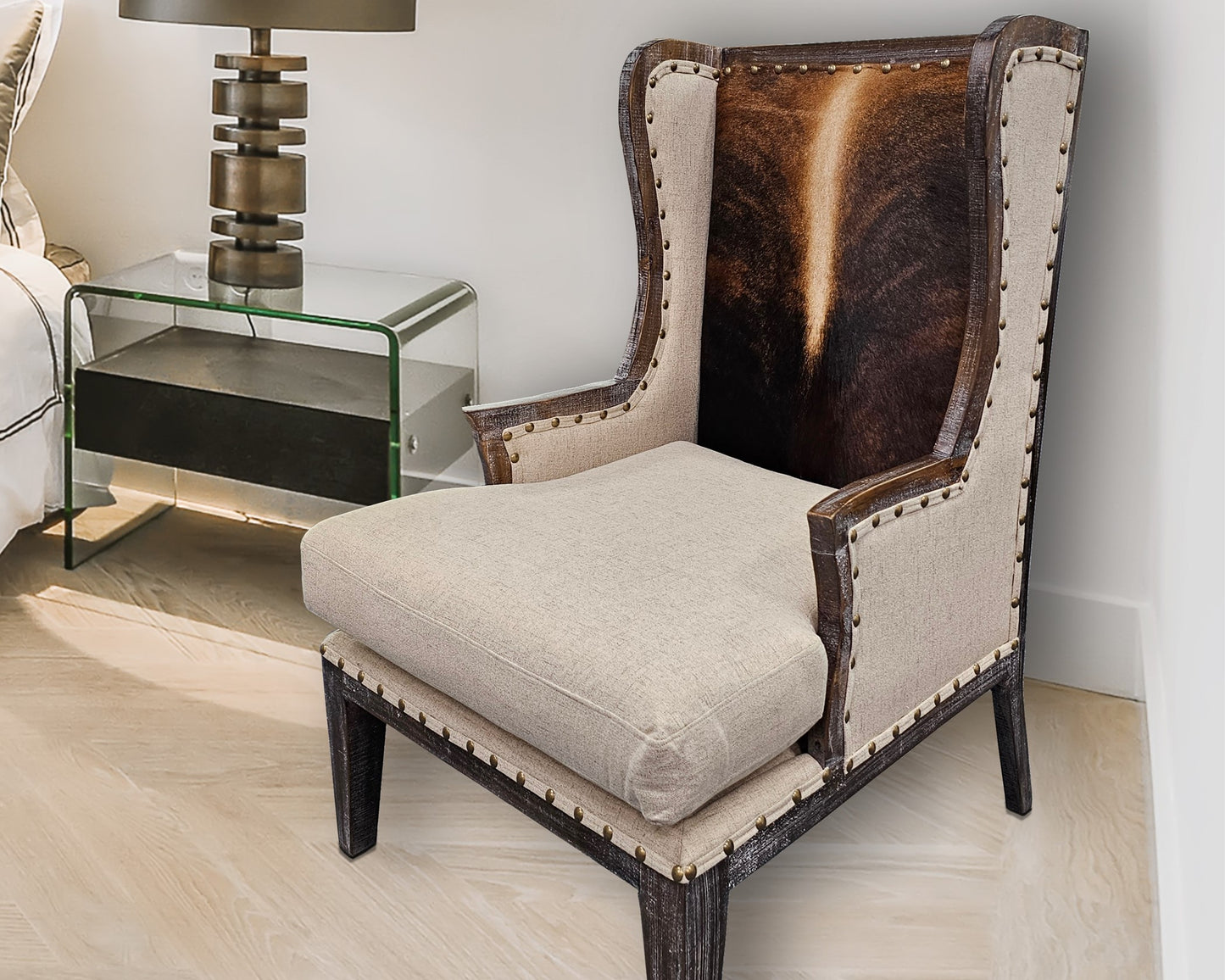 PFC Rustic Cowhide Accent Chair