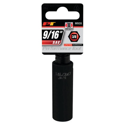 Performance Tool Deep Well Impact Socket 3/8" Drive 6 Point SAE