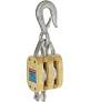 Single Wood Manila Rope Block with Hook, 2800 lbs Load Capacity, 1" Rope, 4-3/4" Sheave