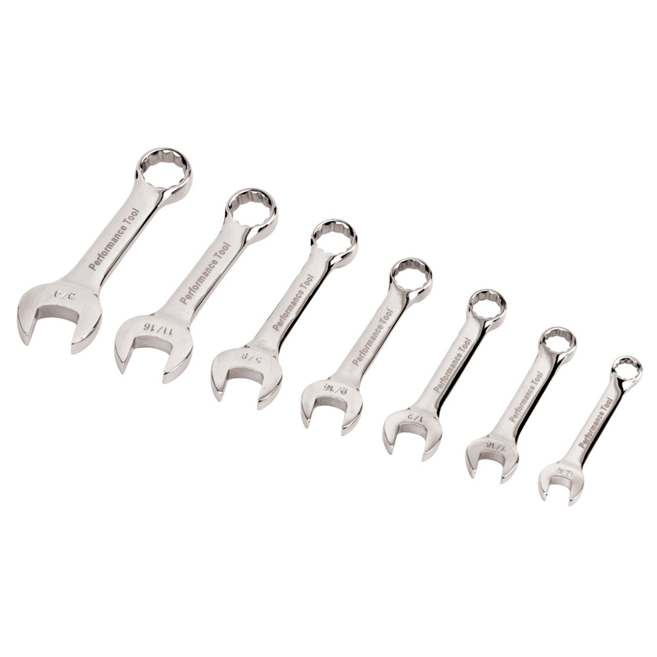 Performance Tool SAE Stubby Wrench Set 7 Piece