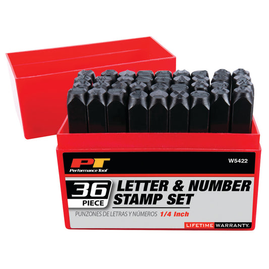 Performance Tool 1/4" Steel Letter/Number Stamp Set