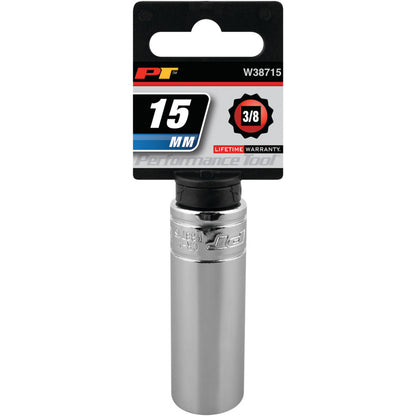 Performance Tool Deep Well 3/8" Drive Socket 12 Point Metric