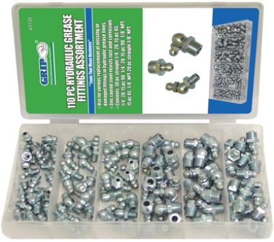 Grip 43135 110 pc Hydraulic Grease Fittings Assortment