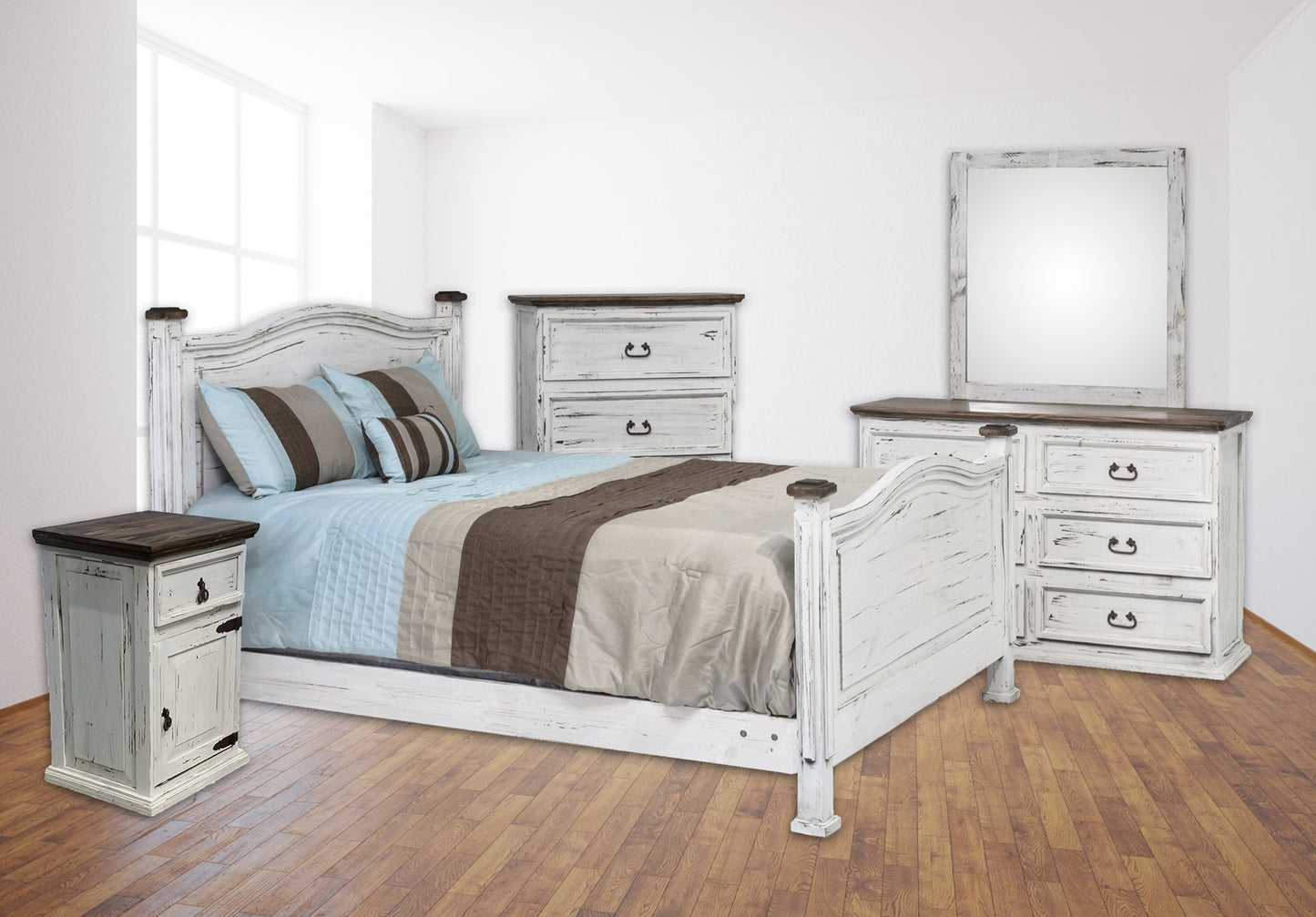 Rustic White Queen Bedroom Furniture