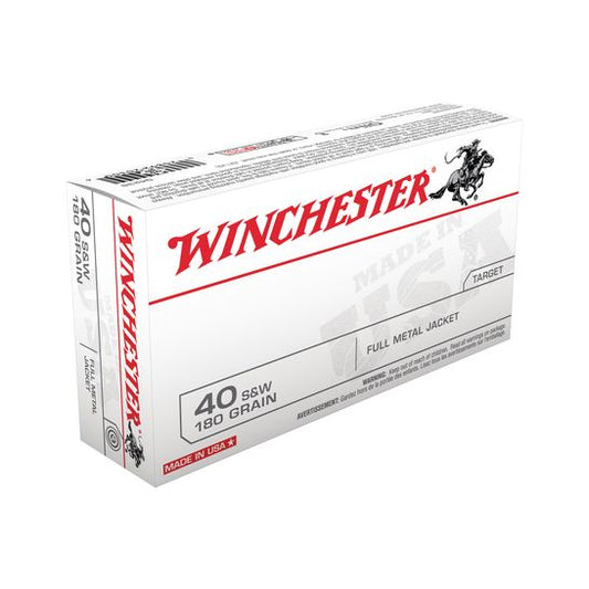 Winchester USA 40 S&W 180 Grain FMJ Ammo 50 Rounds