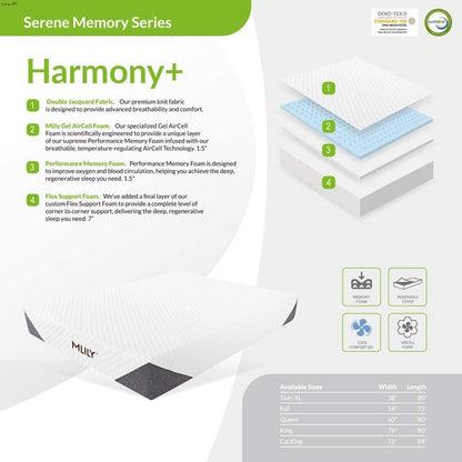 MLILY 10" Harmony+ Memory Foam Mattress