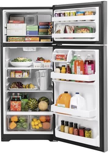 GE Top Mount Refrigerator 17.5 Cubic Feet Stainless Steel