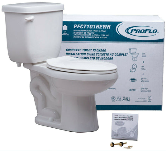 PROFLO Elongated 2 Piece Complete Toilet 1.28 GPF White