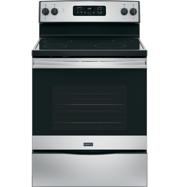 Crosley Electric Range Glass Top Surface 5.3 Cubic Feet Stainless Steel